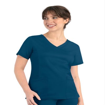 Maevn Matrix Womens Curved Mock Wrap Stretchy Medical Scrub Top