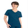 Maevn Matrix Womens Curved Mock Wrap Stretchy Medical Scrub Top view 1