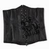 Grebrafan Women's Lace up Boned Brocade Waist Training Underbust Corsets Plus Size (US(14-16) 3XL, Black) view 4