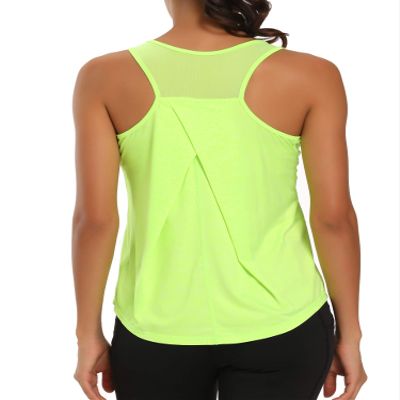 Aeuui Womens Workout Tops for Women Racerback Tank Tops Mesh Yoga Shirts Athletic Running Tank Tops Sleeveless Gym Clothes Fluorescent Yellow