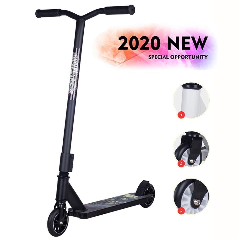 WRRAC-Trampolines Youth and Adult Freestyle Kick Scooter, High Impact 110mm Wheels, Bike-Style Grips, Lightweight Alloy Deck, Sport Pro Complete Trick Stunt Scooters