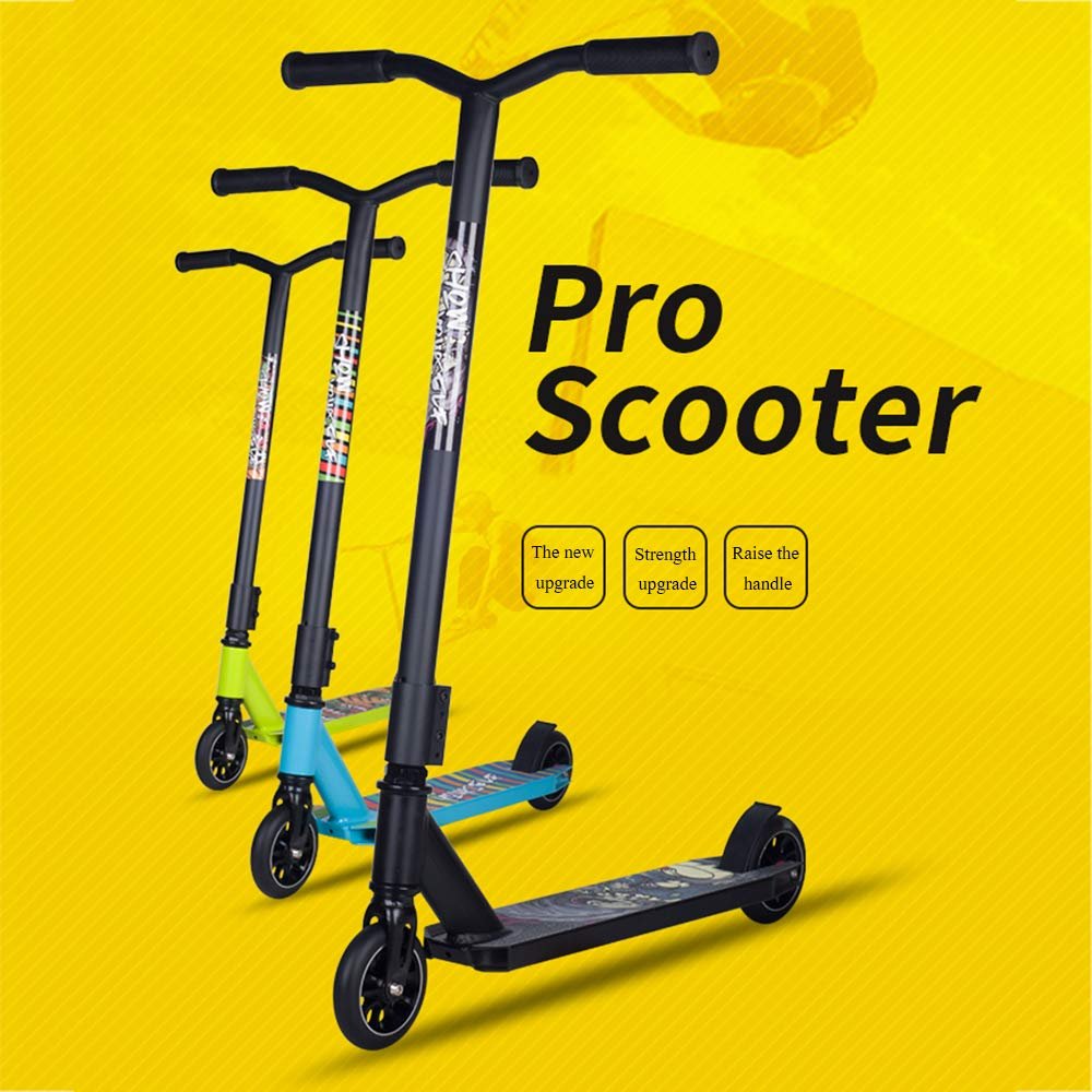 WRRAC-Trampolines Adult's Kick/Push Scooter Design, 110mm Wheels Grip Tape Micro City Freestyle Stunt Scooters Easy to Assemble Aluminum Alloy PU Solid Wheel Teen
