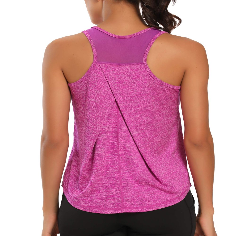 Aeuui Womens Workout Tops for Women Racerback Tank Tops Mesh Yoga Shirts Athletic Running Tank Tops Sleeveless Gym Clothes Dark Purple