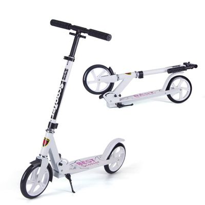 WRRAC-Trampolines Scooters 2 Wheeled Folding Kick Scooter with Adjustable Handlebar Rear Brake Shock Absorption Mechanism Foot Scooter for Youth and Adult