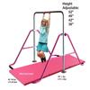 Athletic Bar Expandable Gymnastics Bar Horizontal Kip Bar w 2x6 Mat Junior Training Adjustable Height Jungle Gym Children Training Monkey Bars Climbing Tower Playground Balance Bar Gymnasts Pink view 3