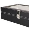 QJR Watch Case Watch Box Men & Women PU Leather Transparency Visible Lid Watch Display box Collection Dustproof Box Hand Chain Jewelry Storage Organizer Case Travel Lockable (Black, 12 slots) view 3