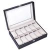 QJR Watch Case Watch Box Men & Women PU Leather Transparency Visible Lid Watch Display box Collection Dustproof Box Hand Chain Jewelry Storage Organizer Case Travel Lockable (Black, 12 slots) view 4