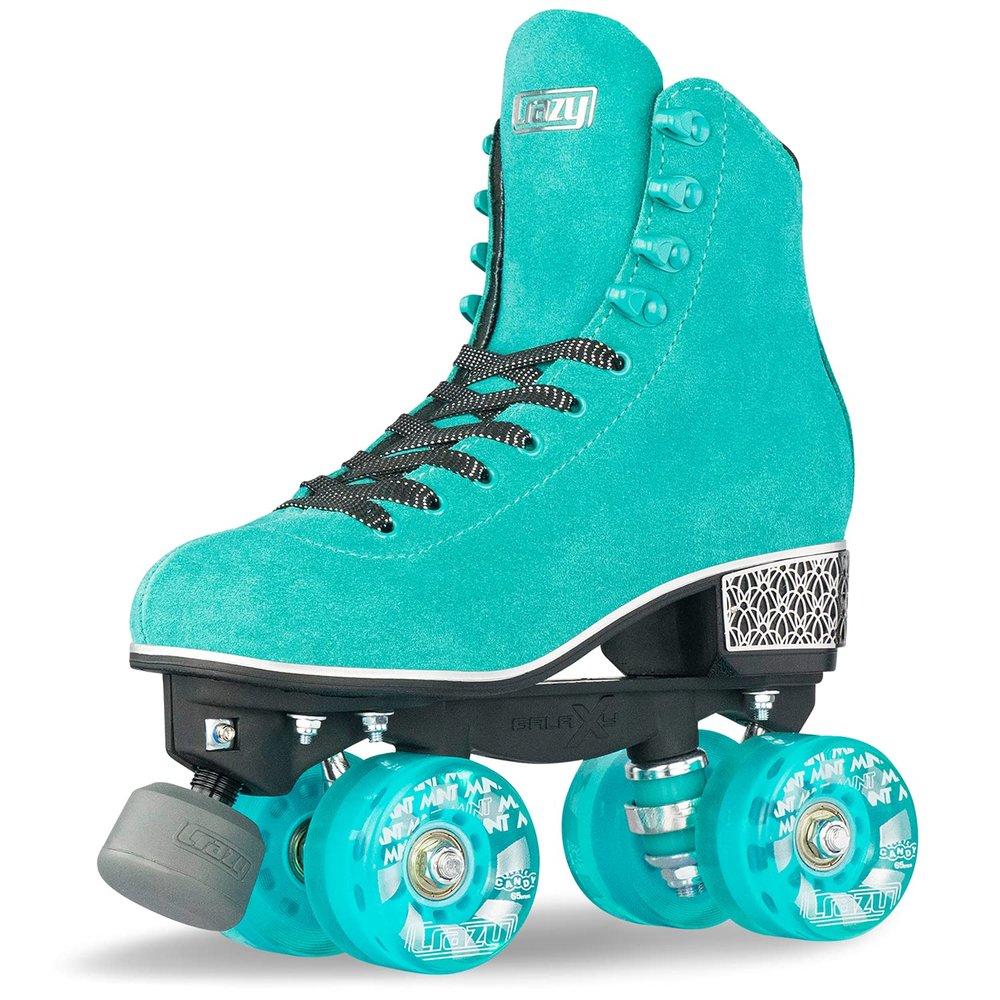 Crazy Skates Evoke Roller Skates for Women - Stylish Suede Quad Skates - Teal (Size: Womens 8.5 / Mens 7.5)