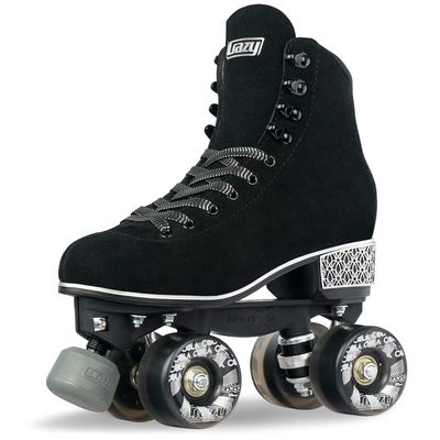 Crazy Skates Evoke Roller Skates for Women - Stylish Suede Quad Skates - Black (Size: Womens 8.5 / Mens 7.5)