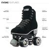 Crazy Skates Evoke Roller Skates for Women - Stylish Suede Quad Skates - Black (Size: Womens 8.5 / Mens 7.5) view 2
