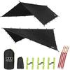 Gold Armour Rainfly Tarp Hammock, Premium 14.7ft/12ft/10ft/8ft Rain Fly Cover, Waterproof Ultralight Camping Shelter Canopy, Survival Equipment Gear Camping Tent Accessories (Black 10ft x 10ft) view 1
