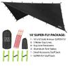 Gold Armour Rainfly Tarp Hammock, Premium 14.7ft/12ft/10ft/8ft Rain Fly Cover, Waterproof Ultralight Camping Shelter Canopy, Survival Equipment Gear Camping Tent Accessories (Black 10ft x 10ft) view 3