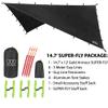 Gold Armour Rainfly Tarp Hammock, Premium 14.7ft/12ft/10ft/8ft Rain Fly Cover, Waterproof Ultralight Camping Shelter Canopy, Survival Equipment Gear Camping Tent Accessories (Black 14.7ft x 12ft) view 2