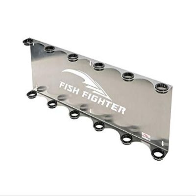 Fish Fighter - Offshore Rod Rack For Garage or Wall | Six Offshore (6) Rod Fishing Pole Holder | Premium Marine Grade Aluminum Fishing Rod Holders