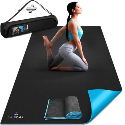 Sensu Large Yoga Mat  6' x 4' x 9mm Extra Thick Yoga Mat for Men and Women  Non-Slip Surface for Extra Grip  Ideal for Hot Yoga, Pilates, Grounding and Meditation at Home or in Studios
