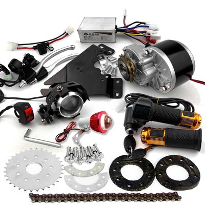 L-faster 250W Brush Bike Motor Rear Wheel Spokes Gear Sprocket Left Side Chain Drive Model Cheap Solution for DIY Bicycle (24V)