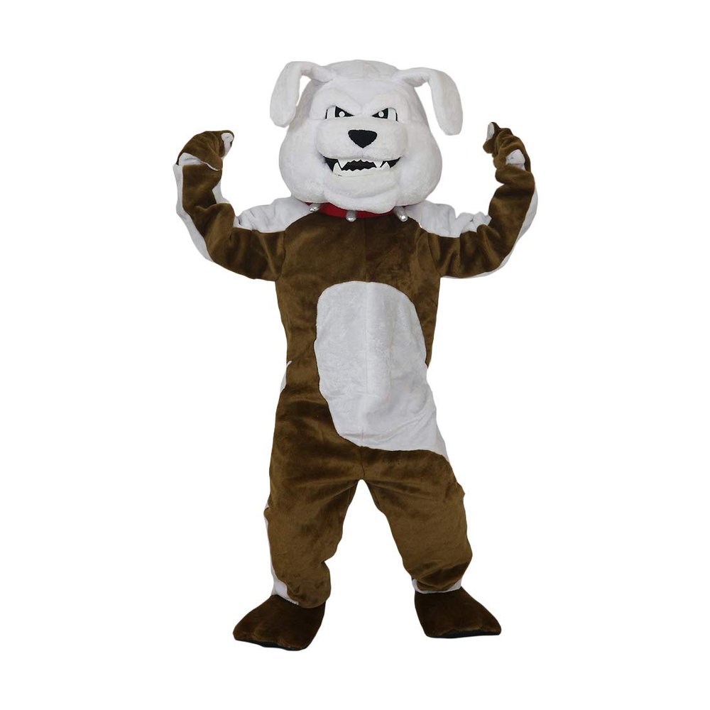 Dog Bulldog Fierce Dog Vicious Dog Cartoon Costume Mascot Plush with Mask for Adult Cosplay Party Halloween Dress Up
