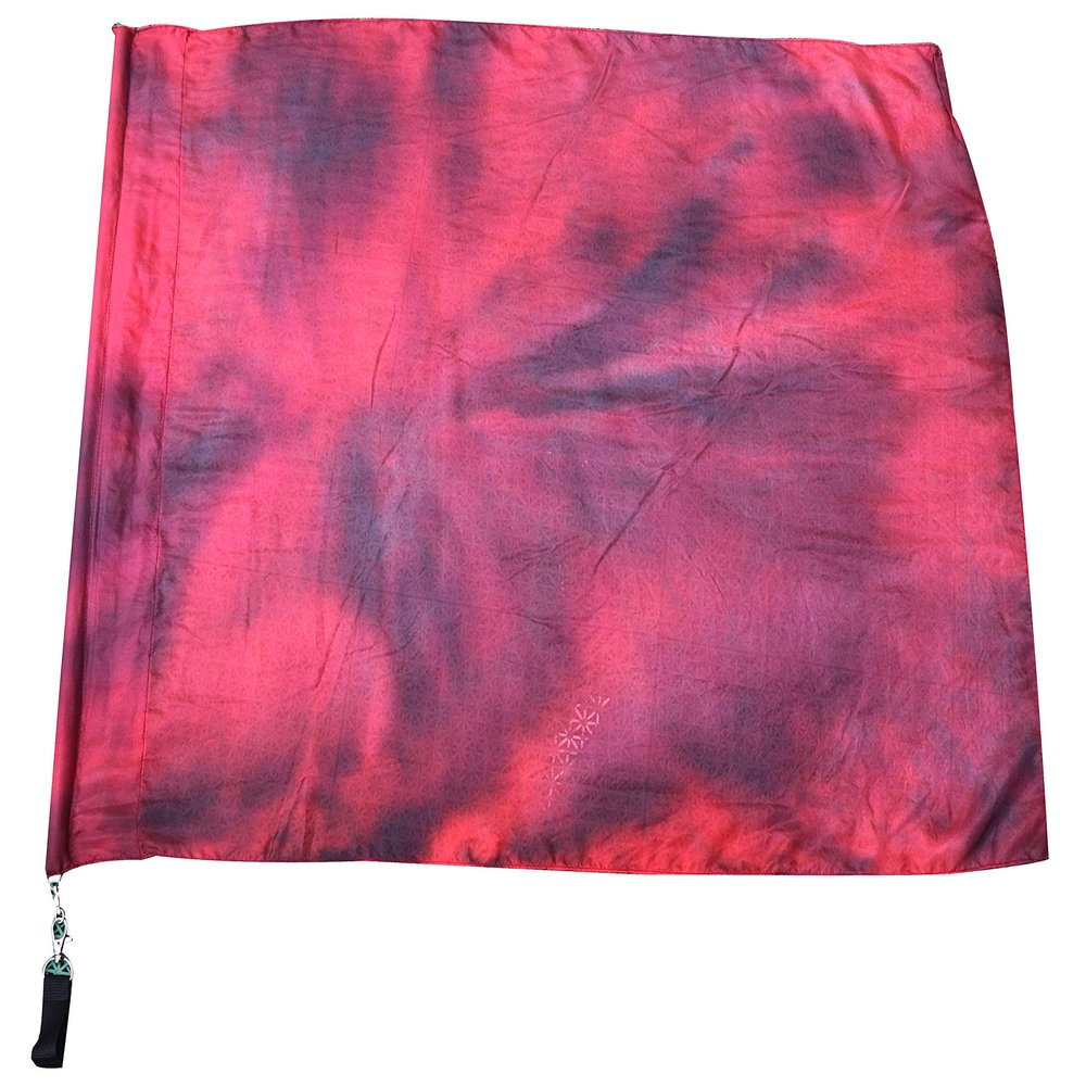 Winged Sirenny 81cm Colorful Flowy Spinning Silk Flag Poi with Rod, Church Liturgical Praise Prophetic Worship Adoration Dance Banner Poi Streamer, Practice Play Silk Poi Flag (Lava)