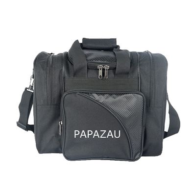 PAPAZAU Bowling Bag for Single Ball - Single Ball Tote Bag with Padded Ball Holder - Fits a Single Pair of Bowling Shoes Up to Mens Size 14 (Black)