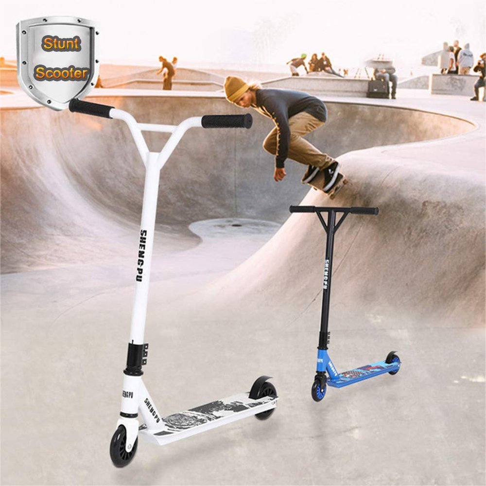 WRRAC-Trampolines Kids Stunt Scooter Kids - Freestyle Pro 360 Degree Trick Rear Wheel Brake PU Wheels 100mm Beginner Street Scooter for Kids 8 Years and Up,Boys,Teens,Adults