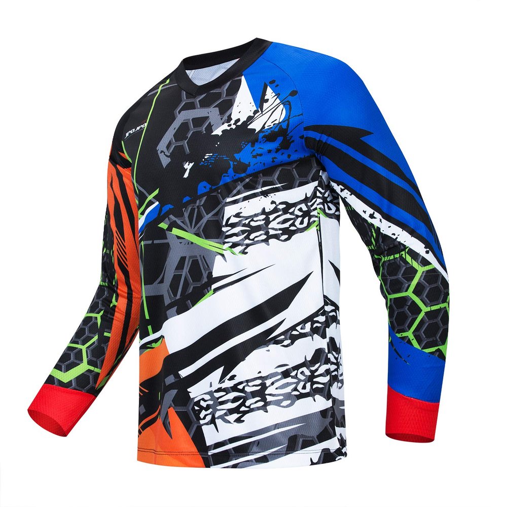 JPOJPO Men's Cycling Jersey MTB T Shirt Long Sleeve Youth Off-Road Motorcycle Jersey Bicycle Clothes Anti-UV