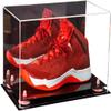 Better Display Cases Acrylic Large Shoe Display Case for Basketball Shoe Soccer Cleat Football Cleat with Mirror, Pink Risers and Black Base (A013/V11) view 1