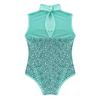 iiniim Big Girls' One-Piece Mesh Splice Ballet Dance Leotard Sleeveless Tank Tops Gymnastic Dance wear Costume Mint_Green 14 view 2