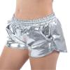 Kangqifen Women's Summer Shiny Drawstring Elastic Waist Shorts with Pockets(L,Silver) view 2