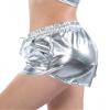 Kangqifen Women's Summer Shiny Drawstring Elastic Waist Shorts with Pockets(L,Silver) view 4