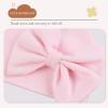 Bamery Newborn Baby Girl Hat Cotton Baby Bow Beanie Preemie Hats Spring Infant Hats for Girls 0-12 Months (White+Pink, 0-6 Months) view 4