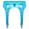 Agoky Womens Shiny Metallic Garter Belt Underwear 4 Straps Metal Clip for Thigh High Stocking Light Blue One Size view 1