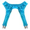 Agoky Womens Shiny Metallic Garter Belt Underwear 4 Straps Metal Clip for Thigh High Stocking Light Blue One Size view 3
