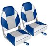 Leader Accessories A Pair of Elite Low/High Back Folding Fishing Boat Seat (2 Seats) (White/Grey/Blue) view 1