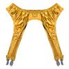 Agoky Womens Shiny Metallic Garter Belt Underwear 4 Straps Metal Clip for Thigh High Stocking Gold One Size view 3