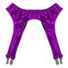 Agoky Womens Shiny Metallic Garter Belt Underwear 4 Straps Metal Clip for Thigh High Stocking Purple One Size view 3