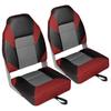 Leader Accessories A Pair of Elite Low/High Back Folding Fishing Boat Seat (2 Seats) (Red/Charcoal/Black) view 1