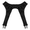 Agoky Womens Shiny Metallic Garter Belt Underwear 4 Straps Metal Clip for Thigh High Stocking Black One Size view 3
