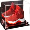 Better Display Cases Acrylic Large Shoe Display Case for Basketball Shoe Soccer Cleat Football Cleat with Mirror, Wall Mount, Pink Risers and Black Base (A013/V11) view 1