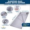 The Friendly Swede XL Sleeping Bag Liner Ultralight - Thin Travel Sheets for Hotel with Full Length Zipper - Camping Sheets & Adult Sleep Sack for Backpacking - Travel Sleeping Bag - Grey (Zipper) view 3
