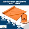 The Friendly Swede Sleeping Bag Liner - Cold Weather Camping Sheets & Adult Sleep Sack with Full Length Zipper - Microfiber Cotton Feel Soft Sheets with Stuff Sack - Orange (Zipper) view 2