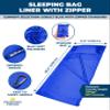 The Friendly Swede Sleeping Bag Liner Ultralight - Thin Travel Sheets for Hotel w Full Length Zipper - Silky Feel Camping Sheets & Adult Sleep Sack for Backpacking - Travel Bag - Blue (Zipper) view 3