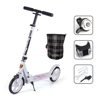 WRRAC-Trampolines Kick Scooters, 2 Wheel Brush Street Scooter Two Bare Feet Drop-Through Freeride Skating Height-Adjustable Foldable City for Adults Kids Teens