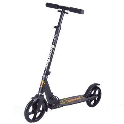 WRRAC-Trampolines Foldable Kick Scooter Two Bare Feet Street Freestyle Stunt Scooter Pro Foot Brake Tricks Push/Kicks Edition Folding Handle Grip Aluminium Deck for Youth Adult