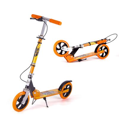WRRAC-Trampolines Adult Teens Kick Scooter Foldable Height Adjustable Aluminum Ride On Tool for 14+ with Rear Wheel & Brake, Shock Mitigation System Freestyle Stunt Scooter