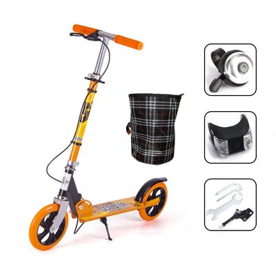 WRRAC-Trampolines Adjustable Kick Scooter for Adults Teens, 2 Big Wheels with Aluminum Alloy Commuter Scooter for Kids 8 Years and up, Foldable Scooter with Dual Suspension/Rear Fender Brake
