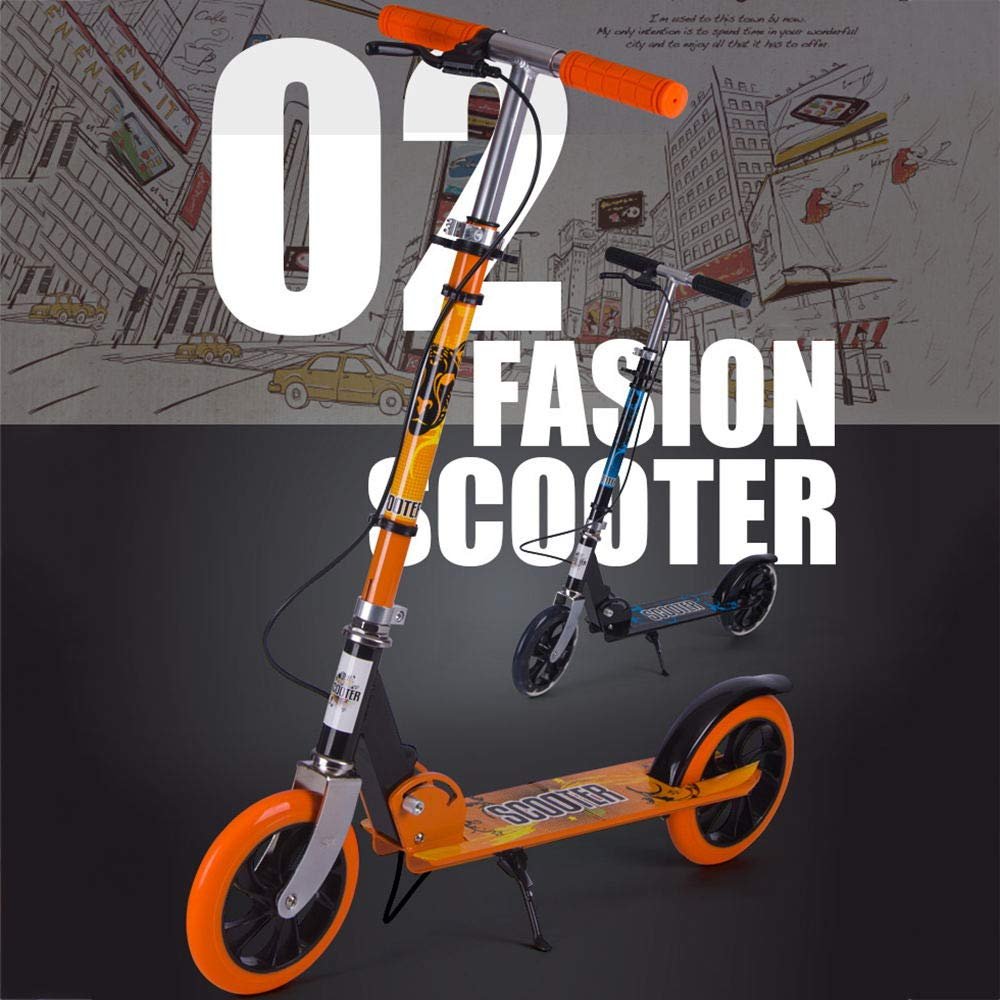 WRRAC-Trampolines Non Electric Scooter, High-Strength PU wear-Resistant Wheel and Aluminum Deck - Foldable with Foot Brake+ Hand Brake Kick Scooters for Adults or Kids Youth