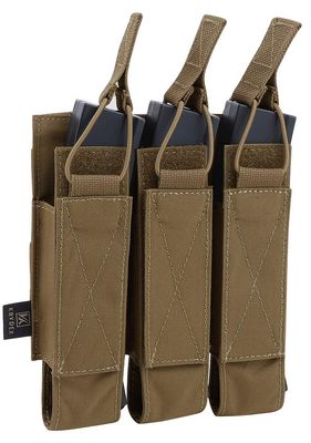 KRYDEX Open Top Triple MP7 MP5 MP9 Magazine Pouches with Molle (Coyote Brown)