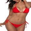 Women Two Piece Swimsuit Sexy Swimwear Halter String Triangle Bikini Sets Red L view 4