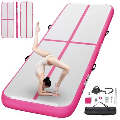 FBSPORT 10ft Inflatable Air Gymnastics Mat Training Mats 4/8 inches Thickness Gymnastics Tracks for Home Use/Training/Cheerleading/Yoga/Water with Pump