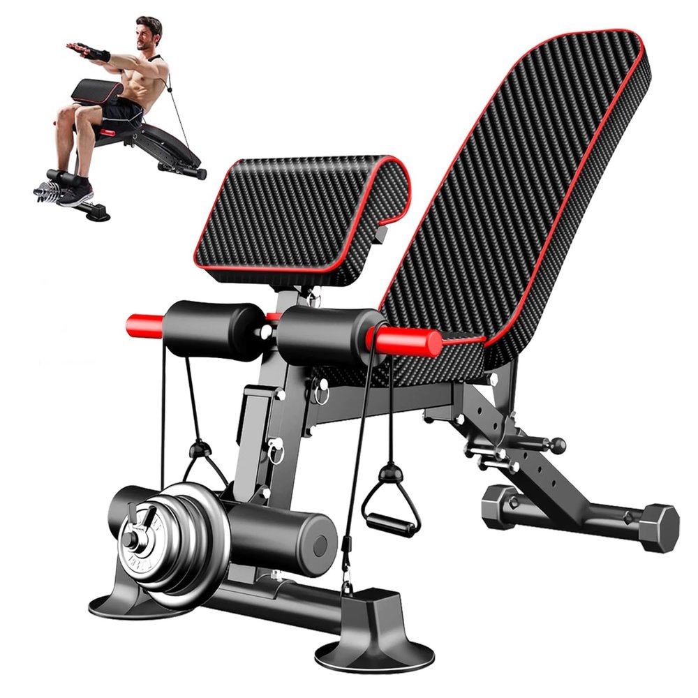 Adjustable Weight Bench Utility Workout Bench for Home Gym,Foldable Incline Decline Benches for Full Body Workout,Maximum Weight 600 Lbs